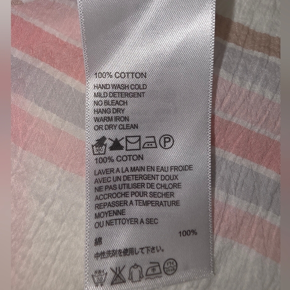 Tommy Bahama Striped Hooded Tunic 100% Cotton XS Pink White Beach Resort Boho - Picture 4 of 7